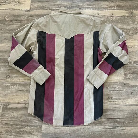 Vintage Wrangler Brushpopper Western Striped Shirt Size 16 1/2-36 - Picture 6 of 7